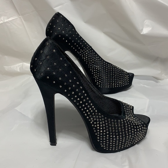 MADDEN Girl Luzter Black Studded open Toe Heel Size 6.5M - Picture 7 of 10